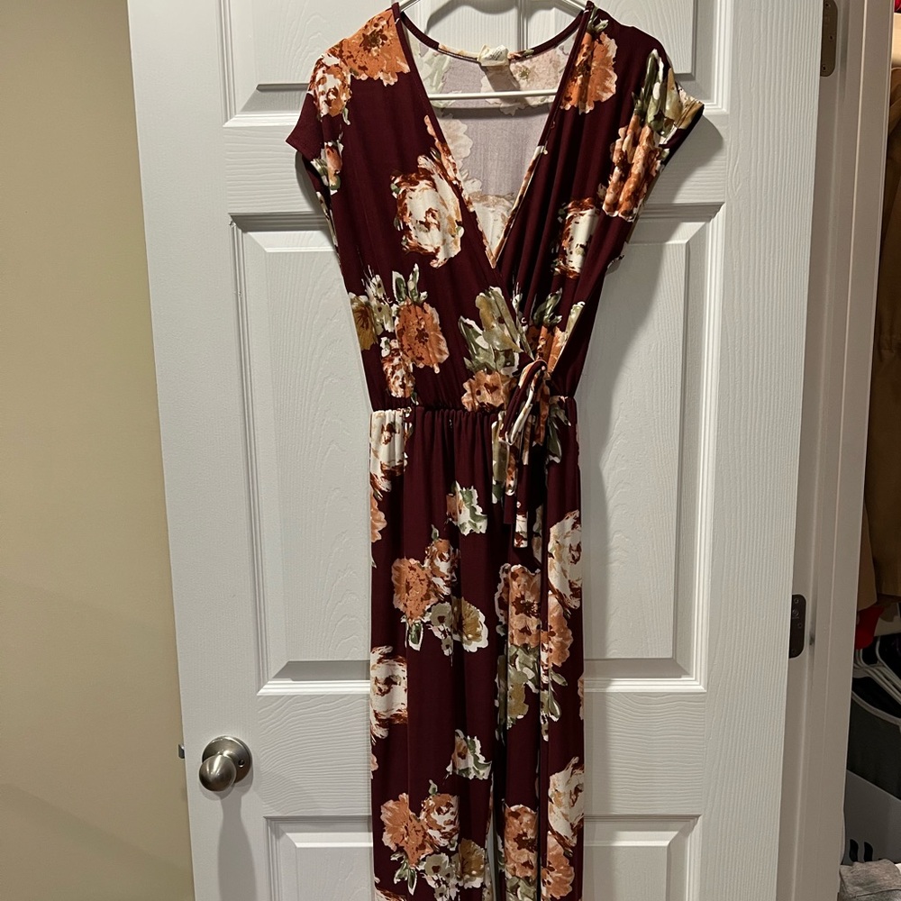 Burgundy Floral Jumpsuit
